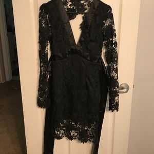 Black lace cocktail dress