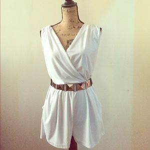 White Romper with Belt