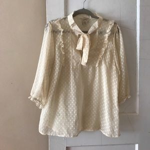 Romantic Ruffle Bow Tie Blouse