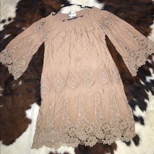 Tan lace dress