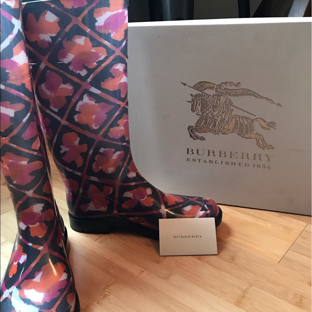 Tall Burberry rain boots