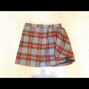 J. Crew Plaid Asymmetrical Wool Mini Skirt
