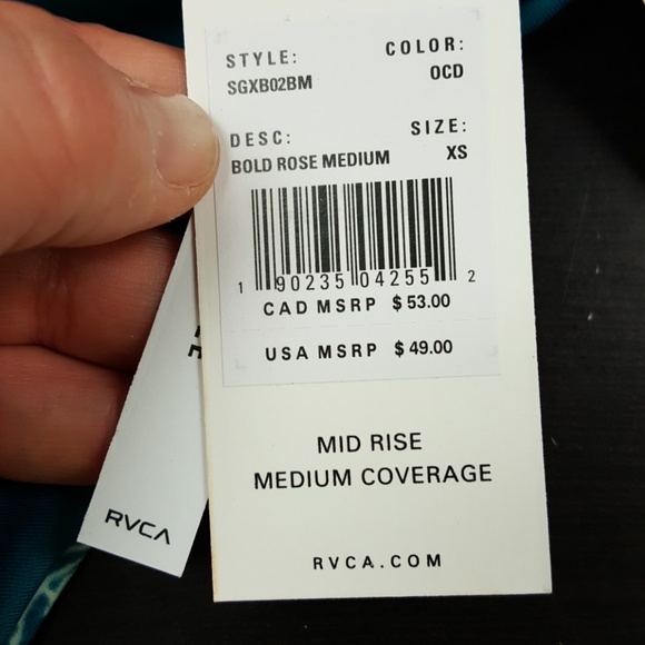 RVCA reversible teal white swim bottom NWT XS g323 - Picture 4 of 4