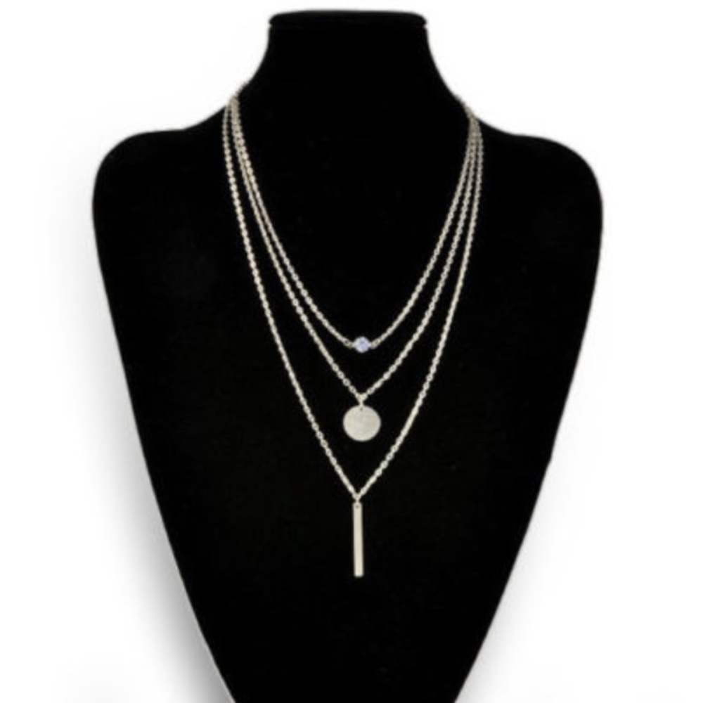 5 for $25 • Silver Tiered Bar & Coin Necklace