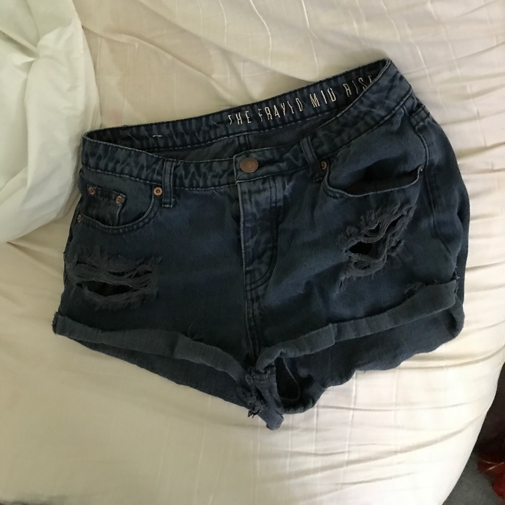 Cotton On High Waisted Black Distressed Shorts