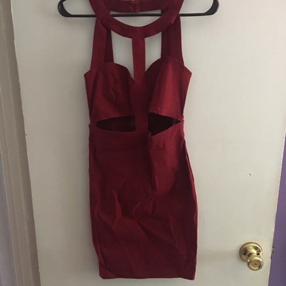 Red Bodycon Dress with Cutouts Size Small - Picture 2 of 4