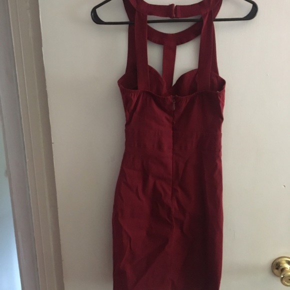 Red Bodycon Dress with Cutouts Size Small - Picture 3 of 4