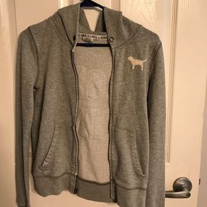 Grey love pink hoodie