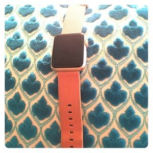 Rose Gold Apple Watch Like New with Orange band!