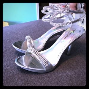 Your Party Shoes silver strappy sparkly heels