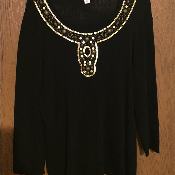 Gold sequenced sweater - Picture 1 of 3
