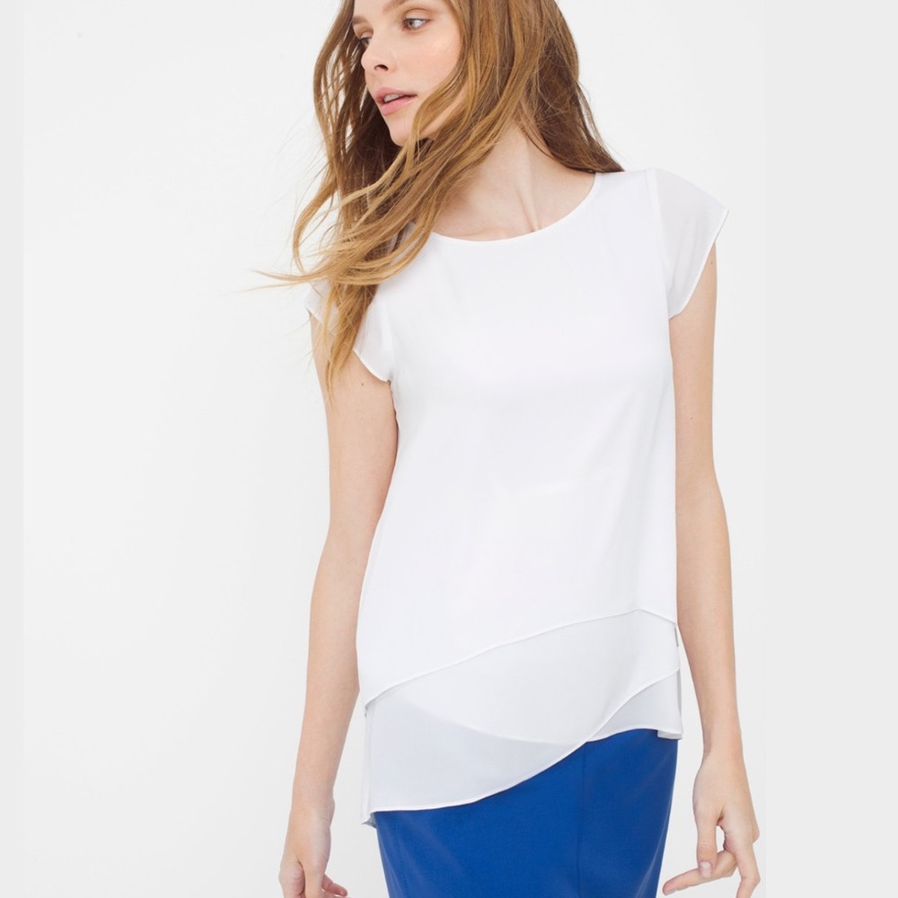 White House Black Market layer hem tee blouse