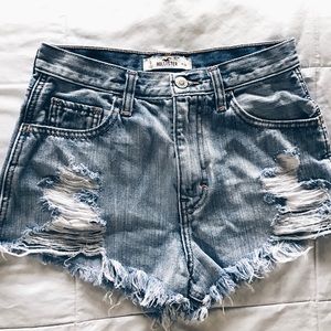 High Waisted Distressed Denim Short