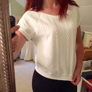 White Faux Knit Tee by Eyeshadow