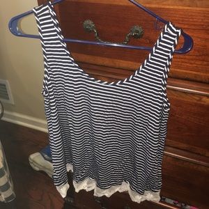 Striped bottom lined tank top