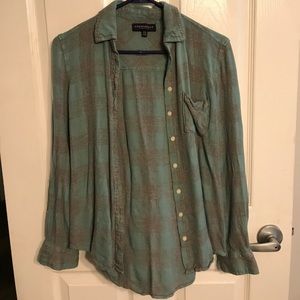 Teal and grey flannel Aeropostale shirt