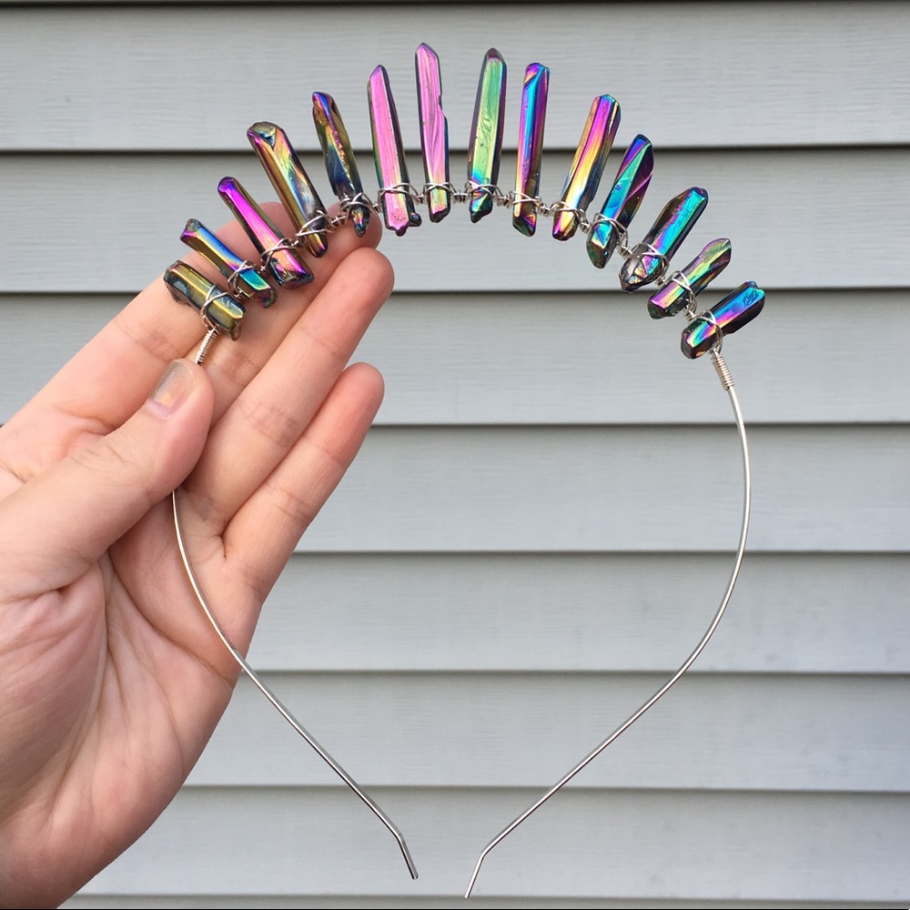 Rainbow Iridescent Dark Aura Crystal Crown