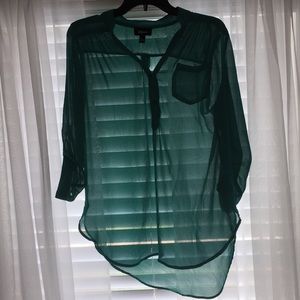 teal sheer blouse