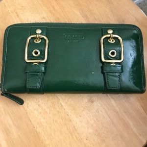 Coach Emerald Green Zip Around Wallet