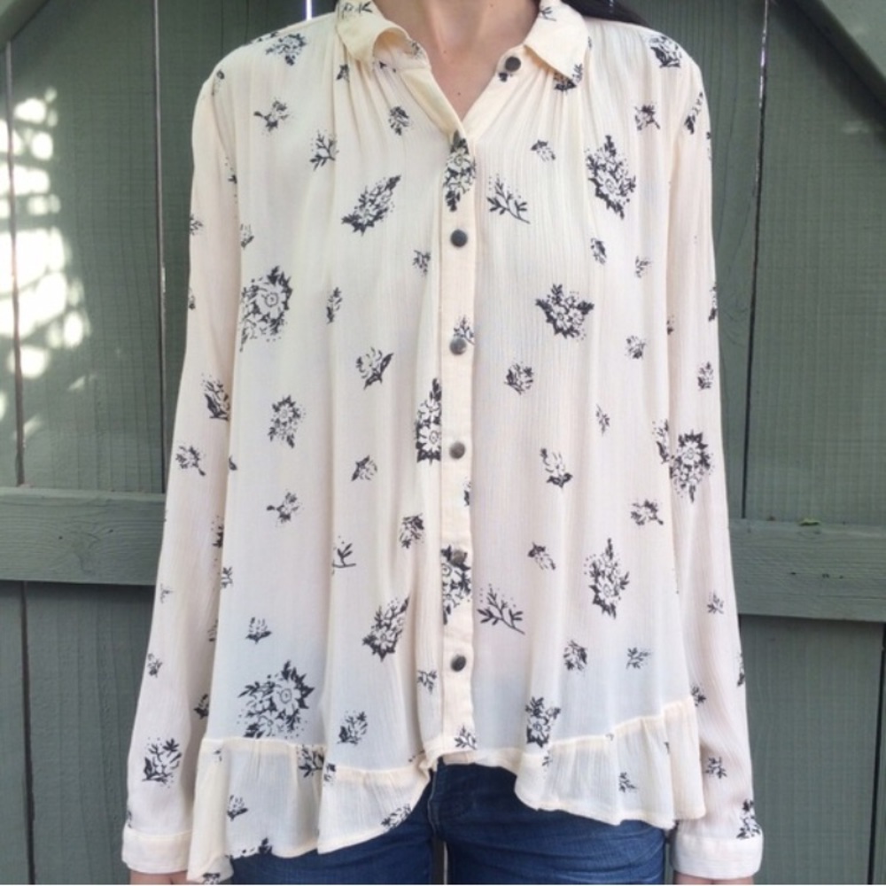 Free People peplum printed blouse