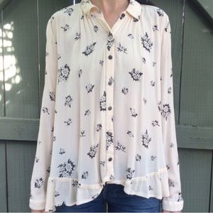 Free People peplum printed blouse