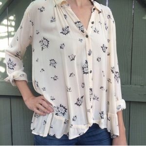 Free People peplum printed blouse
