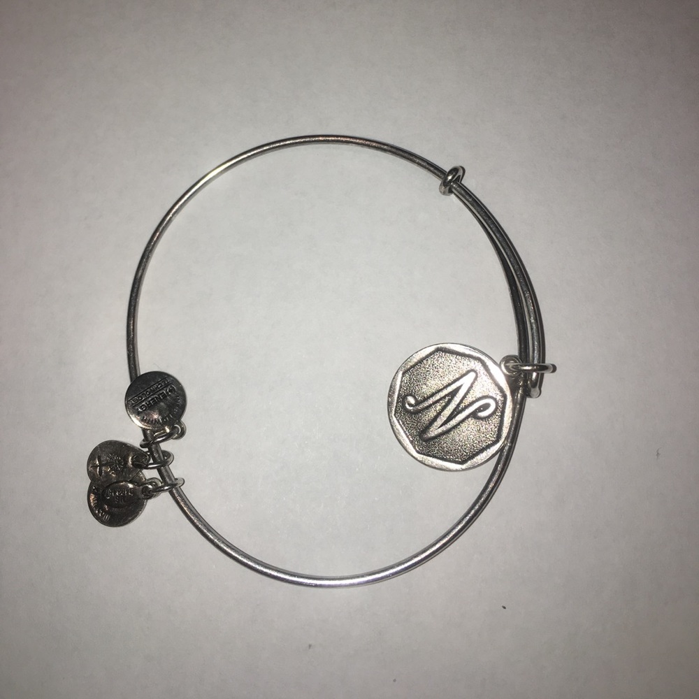 Alex and Ani silver "N" bangle