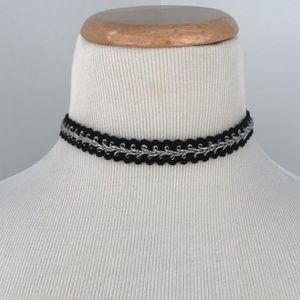 Black and Silver Braided Choker