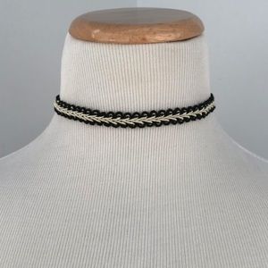 Black and Ivory Braided Choker