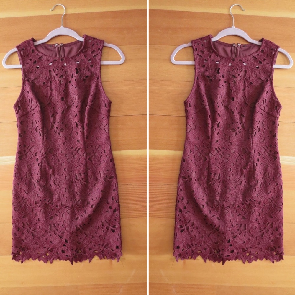Maroon Crochet Bodycon Dress