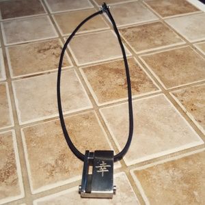 Stainless and rubber "Lucky" necklace