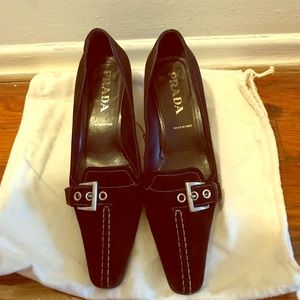 Black Suede pointed toe kitten heels. Size 39