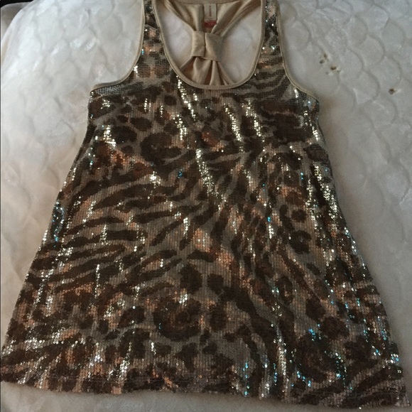 Cheetah sequin Print Racer Back Tank - Picture 2 of 6