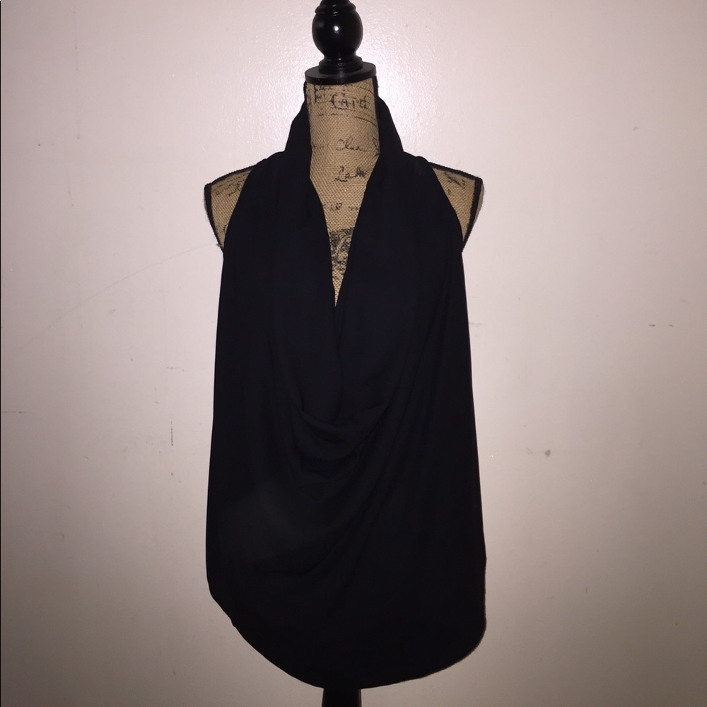 Black Front Draped Blouse