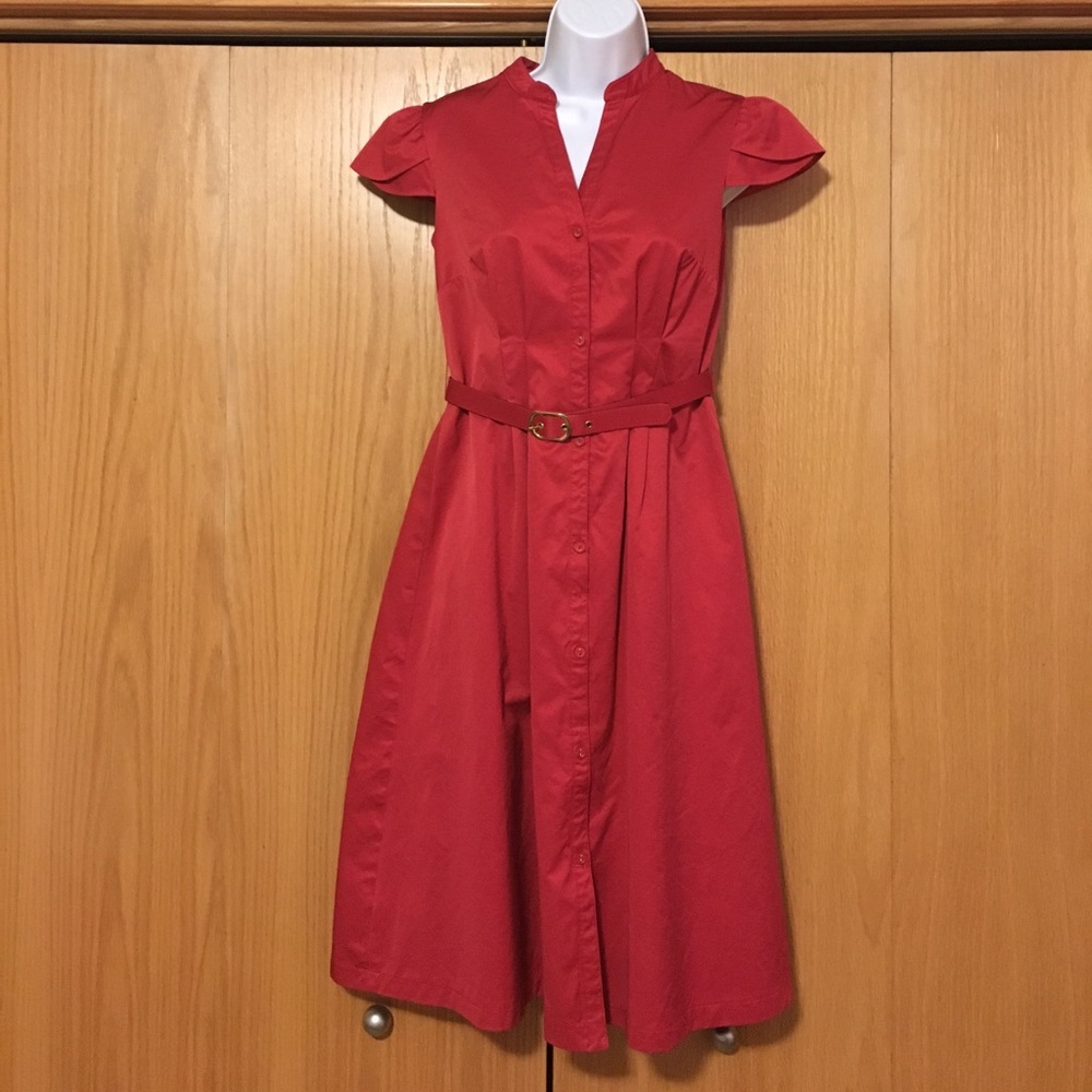 Red Size 4 semi Casual Dress Buttons