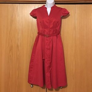 Red Size 4 semi Casual Dress Buttons