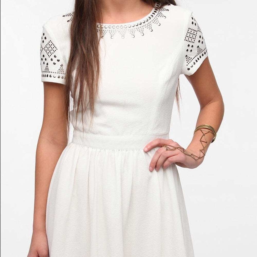 Studded white babydoll dress from Staring at Stars