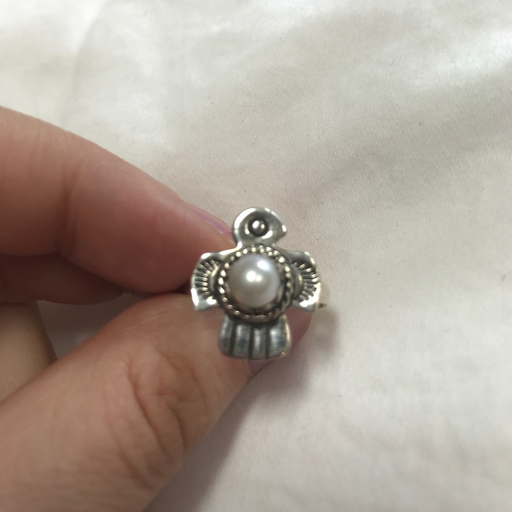 Pearl Bird Eagle Ring 925 Silver Size 5.5/6