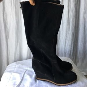 Kate Spade knee length suede leather wedge boots