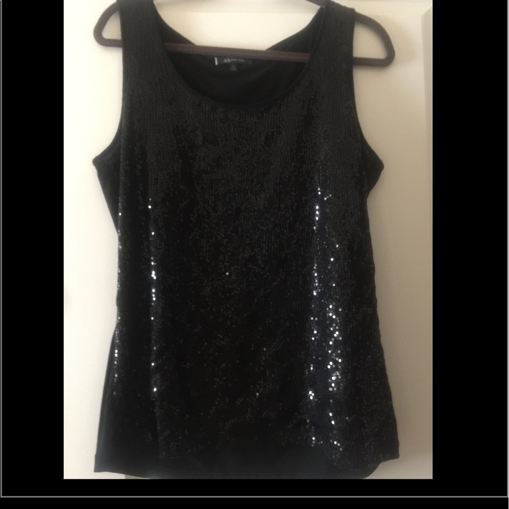 HALOGEN Petite Black Sequin Tank Top