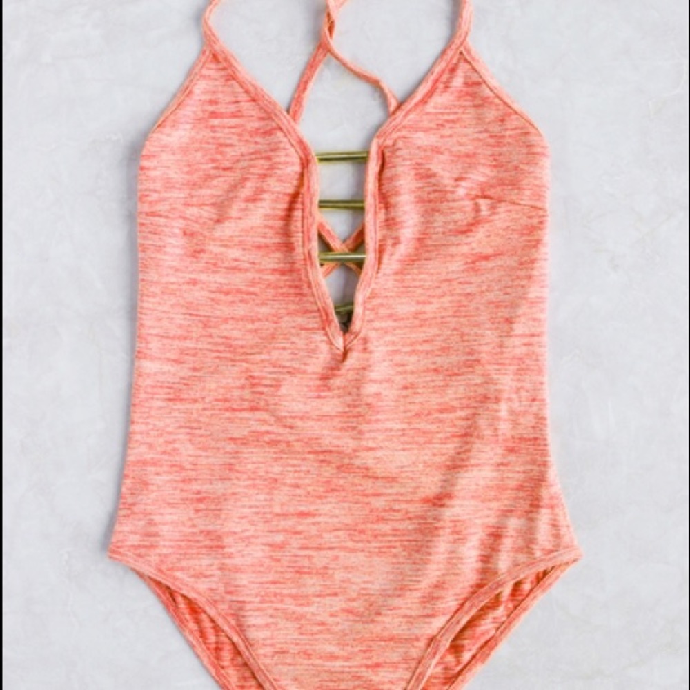 Pink ladder one piece