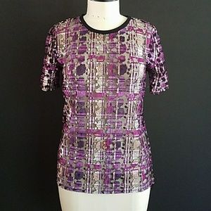 Juicy Couture Mesh Embroidered Blouse