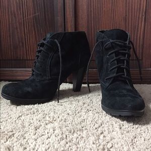 Black Suede Heeled Booties
