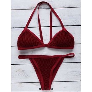 Red crochet triangl swimsuit from Zaful