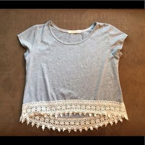 Gray and Lace Crop Top by Rewind