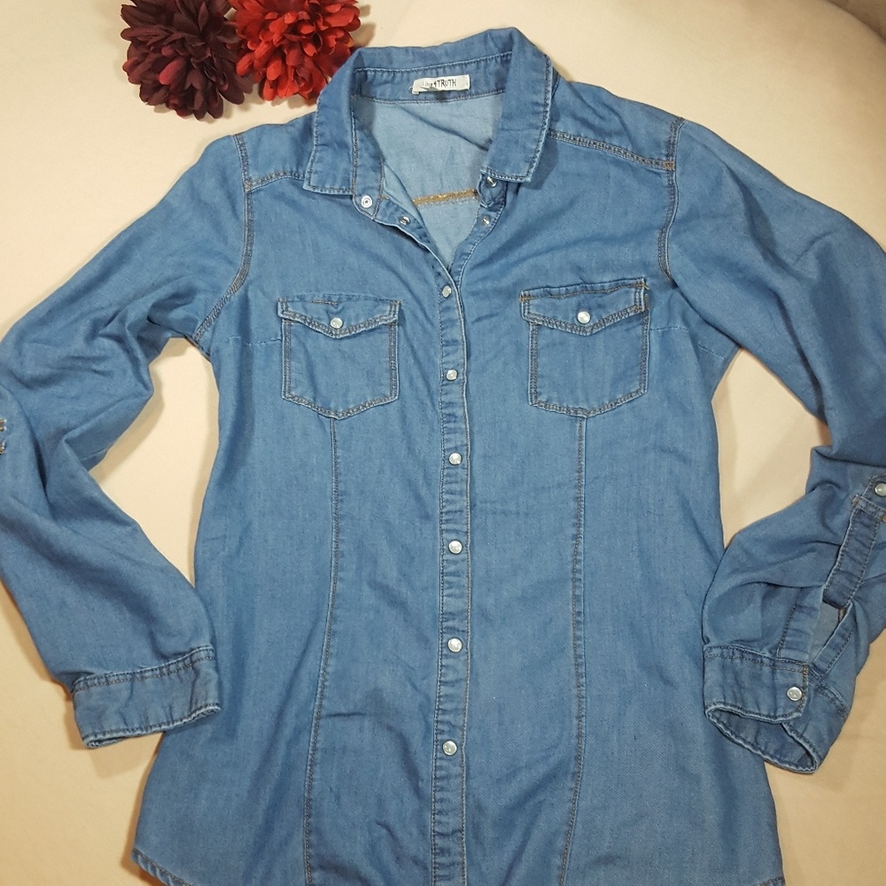 Live 4 Truth🤗 denim shirt  with rolled sleeve
