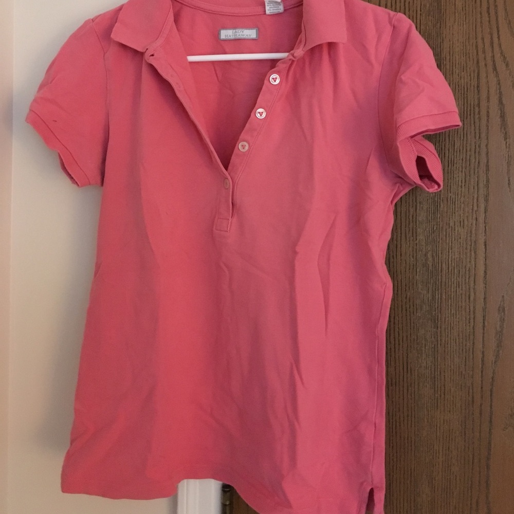 Pink collared short sleeve top
