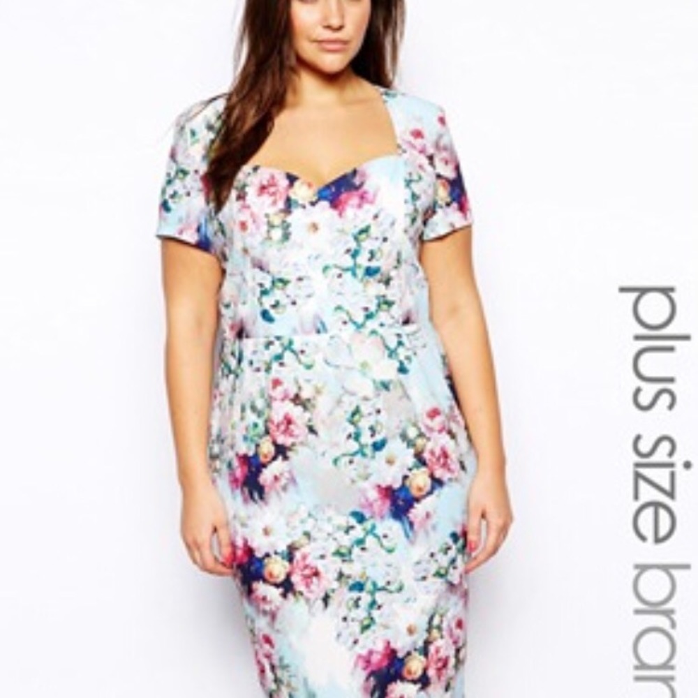 Paper dolls floral pencil dress US 18 Asos