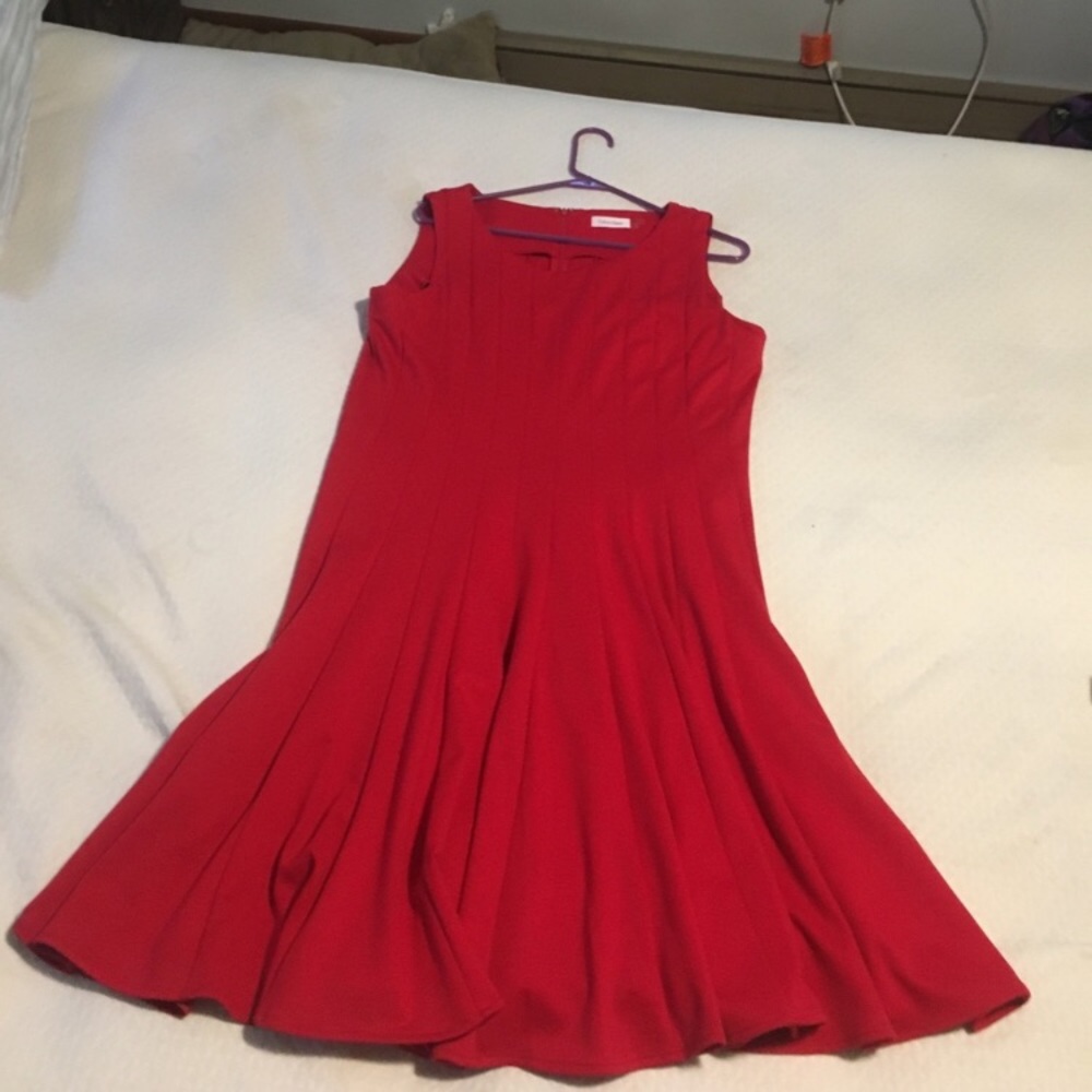 Red Calvin Klein Flair Dress Sz 14