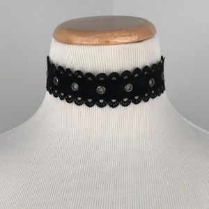 Wide Grommet Black Choker